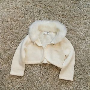JANIE AND JACK FAUX FUR COLLAR CARDIGAN